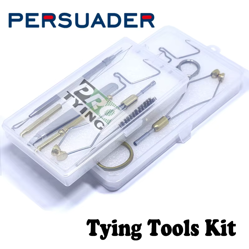 Persuader kit atado de moscas portátil con caja y herramientas