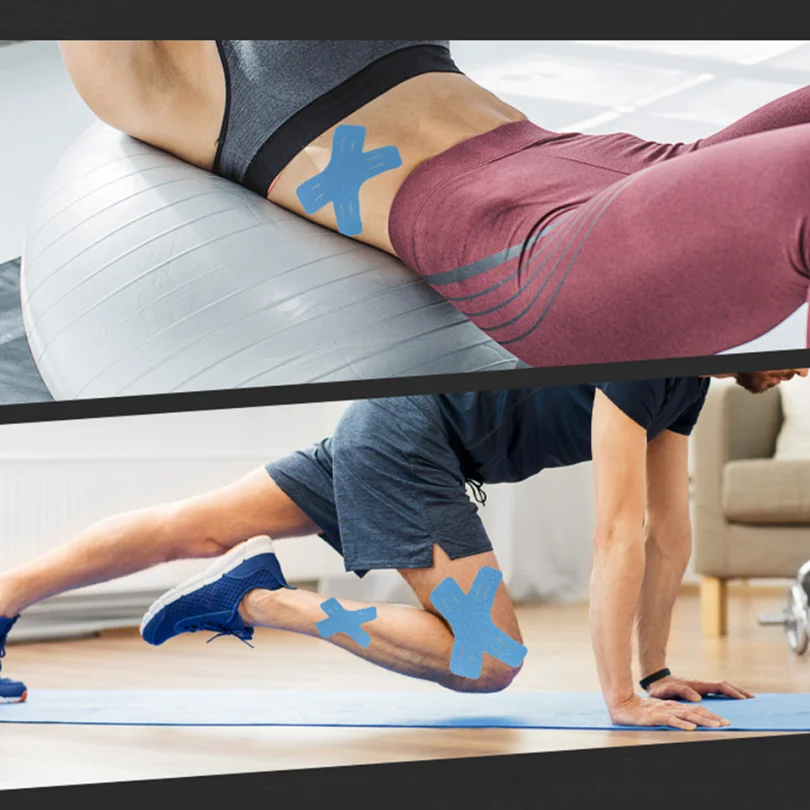 Parche en forma de X sobre la rodilla