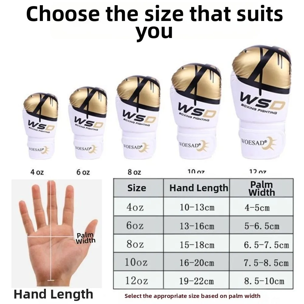 Guantes de boxeo PU 12 OZ en negro y blanco
