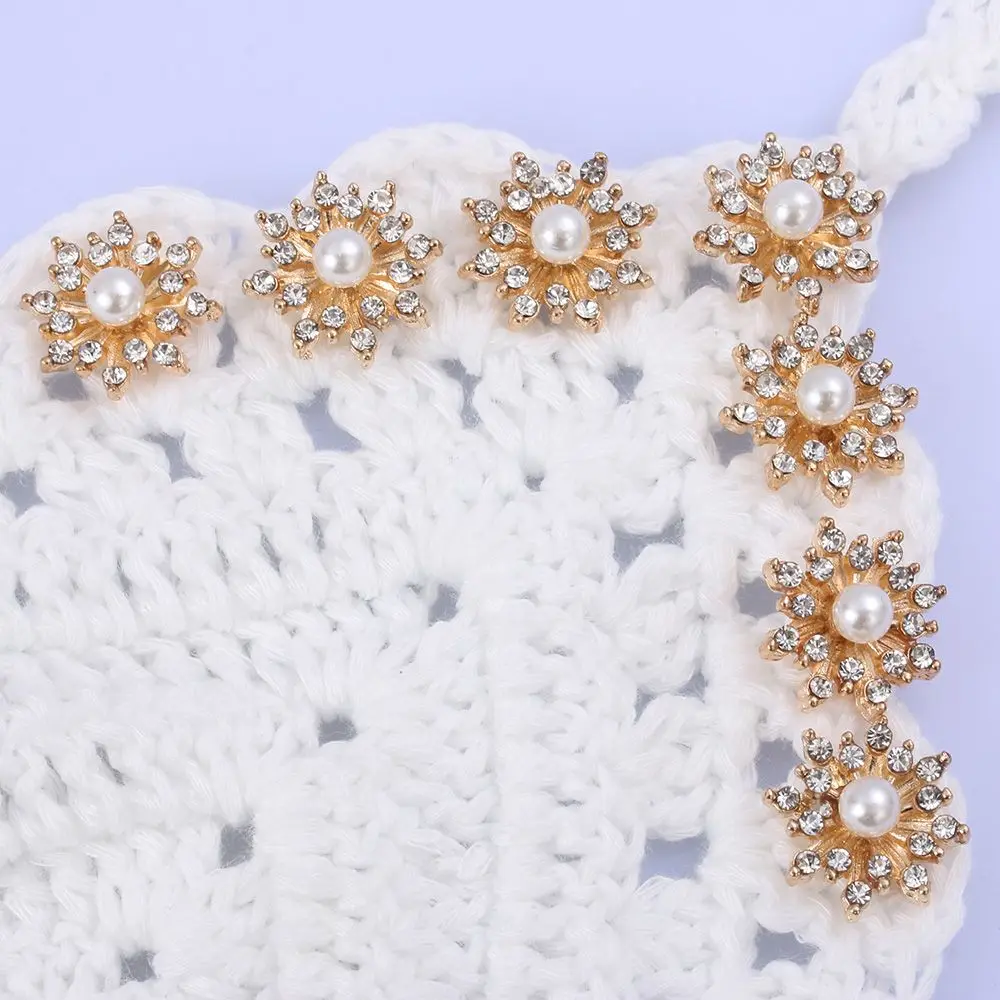 Botones copo de nieve chapados con diamantes de imitación para costura - imagen 3