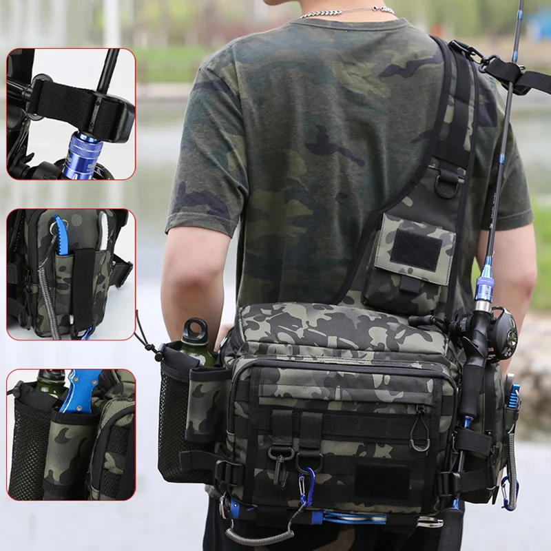 Bolsa de pesca táctica con soporte para caña y riñonera - imagen 4