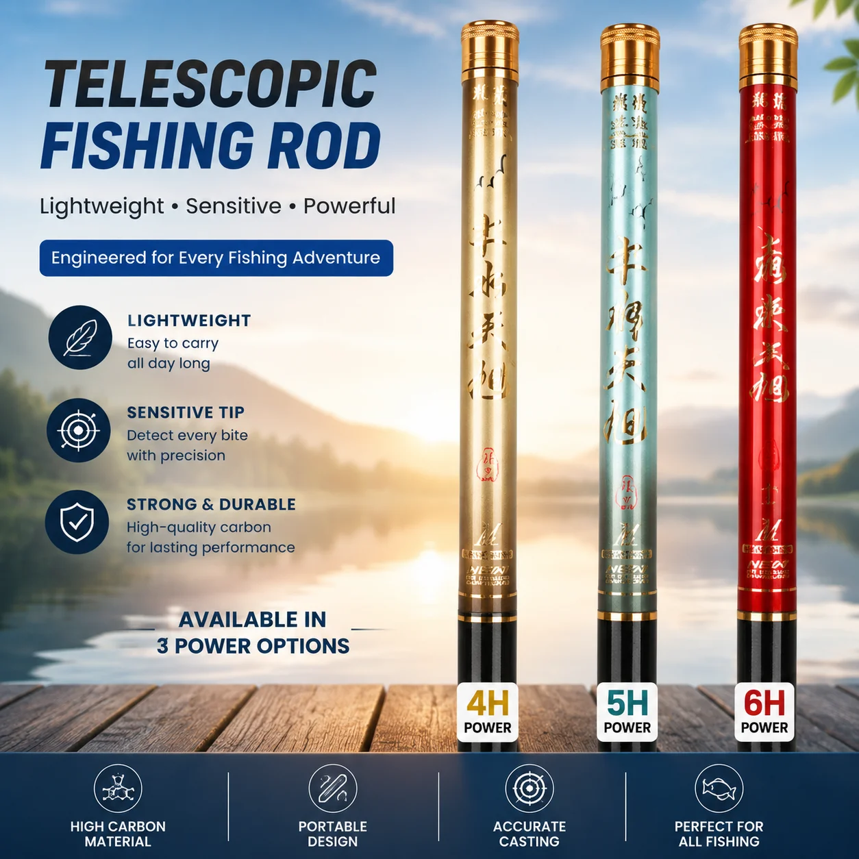 Caña telescópica fibra de carbono FISHINGFANS para carpa agua dulce - imagen 4