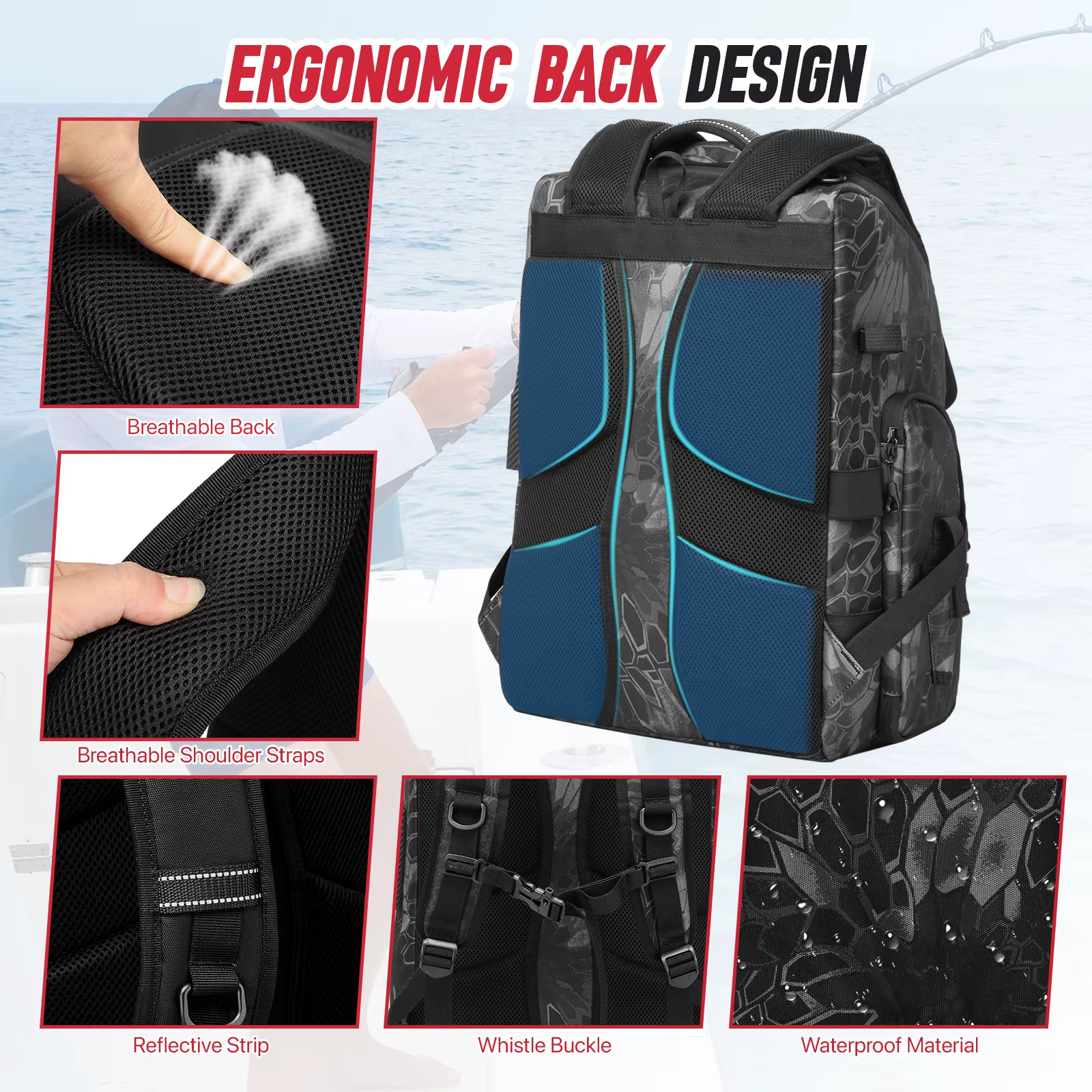 Mochila de pesca impermeable para aparejos y señuelos - imagen 5