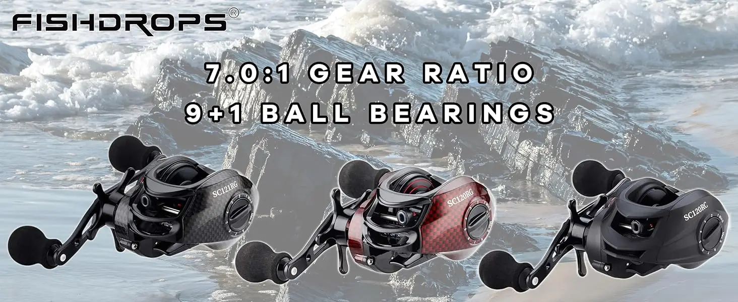 Carrete baitcasting Fishdrops con cuerpo CNC y freno magnético