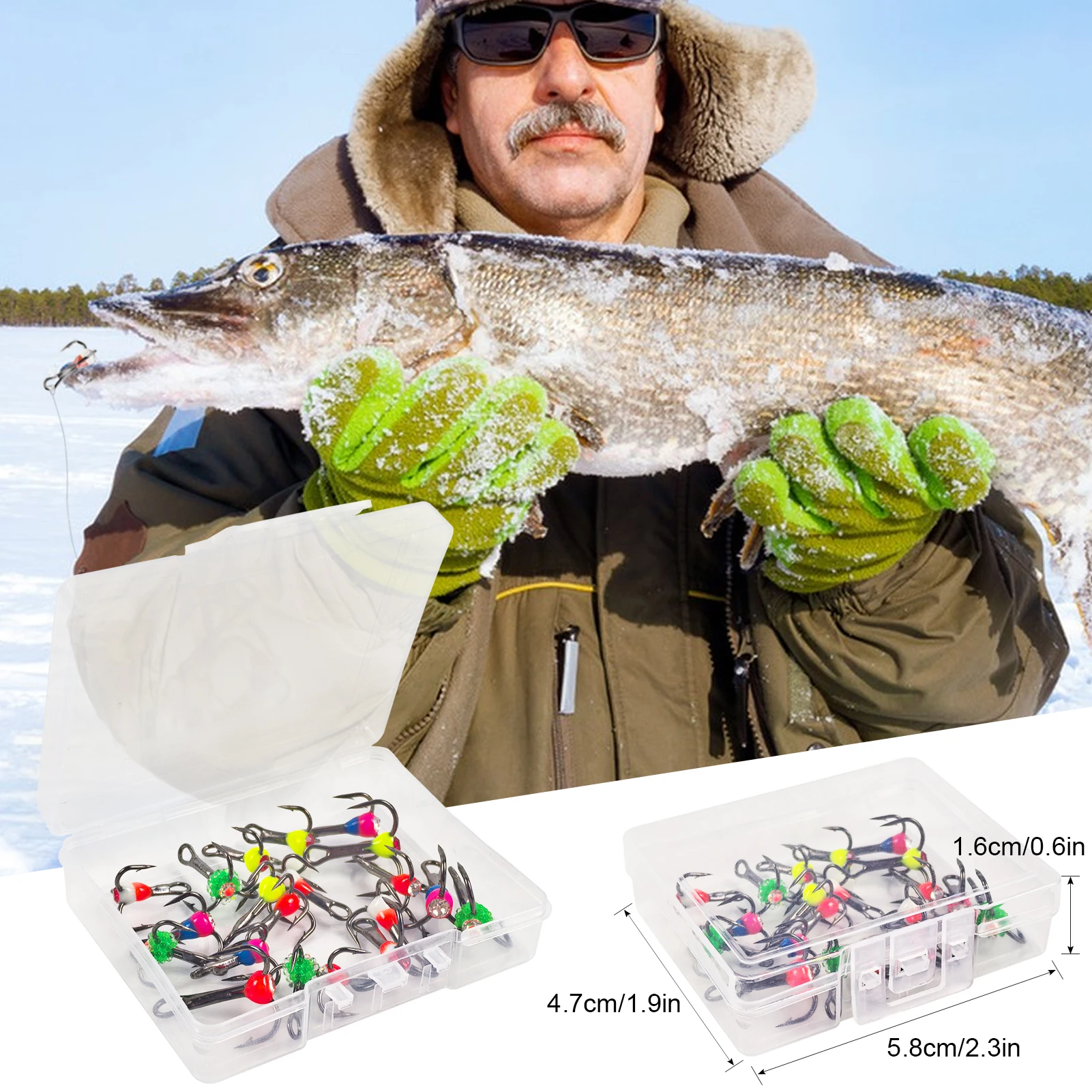 Anzuelos triples de hielo FREE FISHER con ojo diamante, púas voltadas - imagen 3