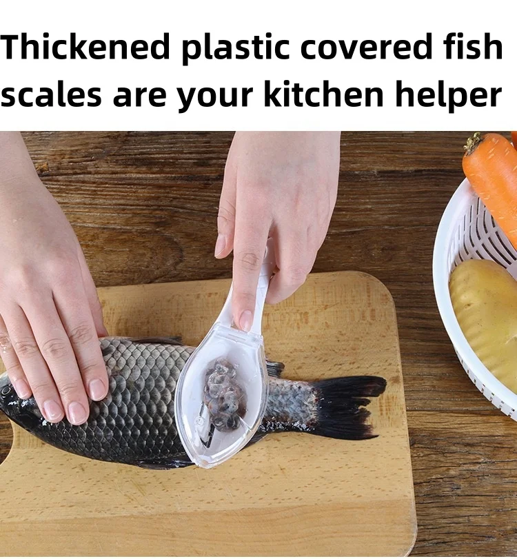 Raspador de escamas con tapa para pesca y cocina