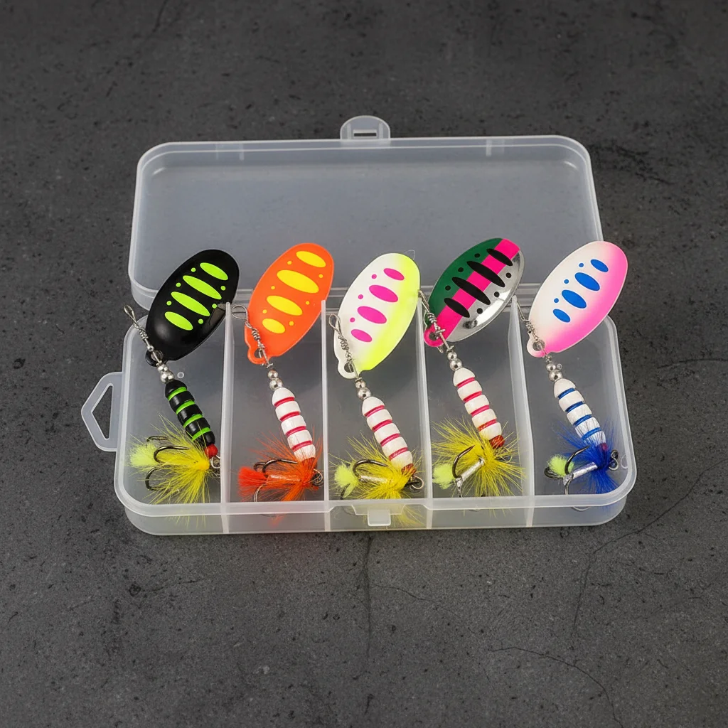 Spinnerbait de cuchilla de cobre y plumas para lubina - imagen 4