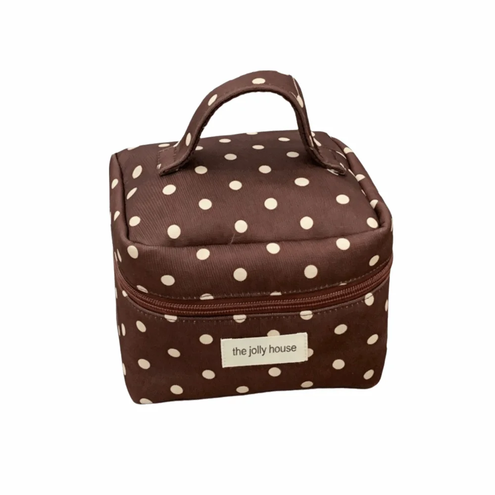 Bolsa de maquillaje portátil de lunares con gran capacidad para viaje - imagen 4