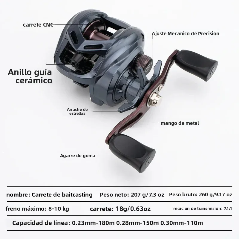 Carrete de baitcasting Huidiao perfil bajo con freno magnético