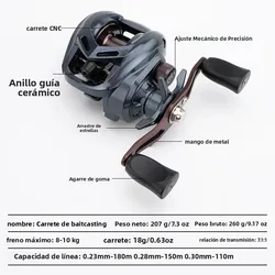 Carrete de baitcasting Huidiao perfil bajo con freno magnético