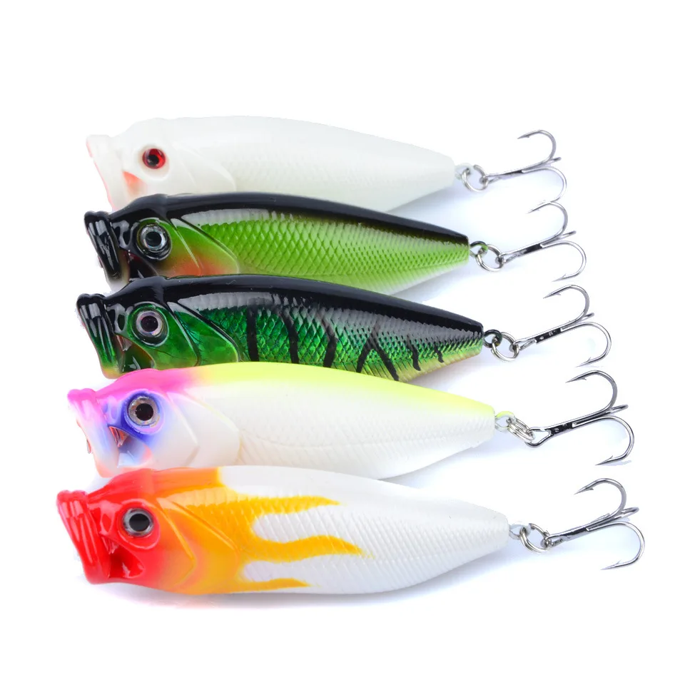Popper de superficie Crankbait Wobbler duro con ojos 3D - imagen 2