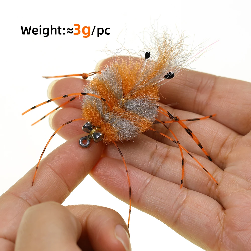 Ellllv 3 Mosca de Cangrejo con Mancuernas – Gancho Acero 2/0 Salado - imagen 5