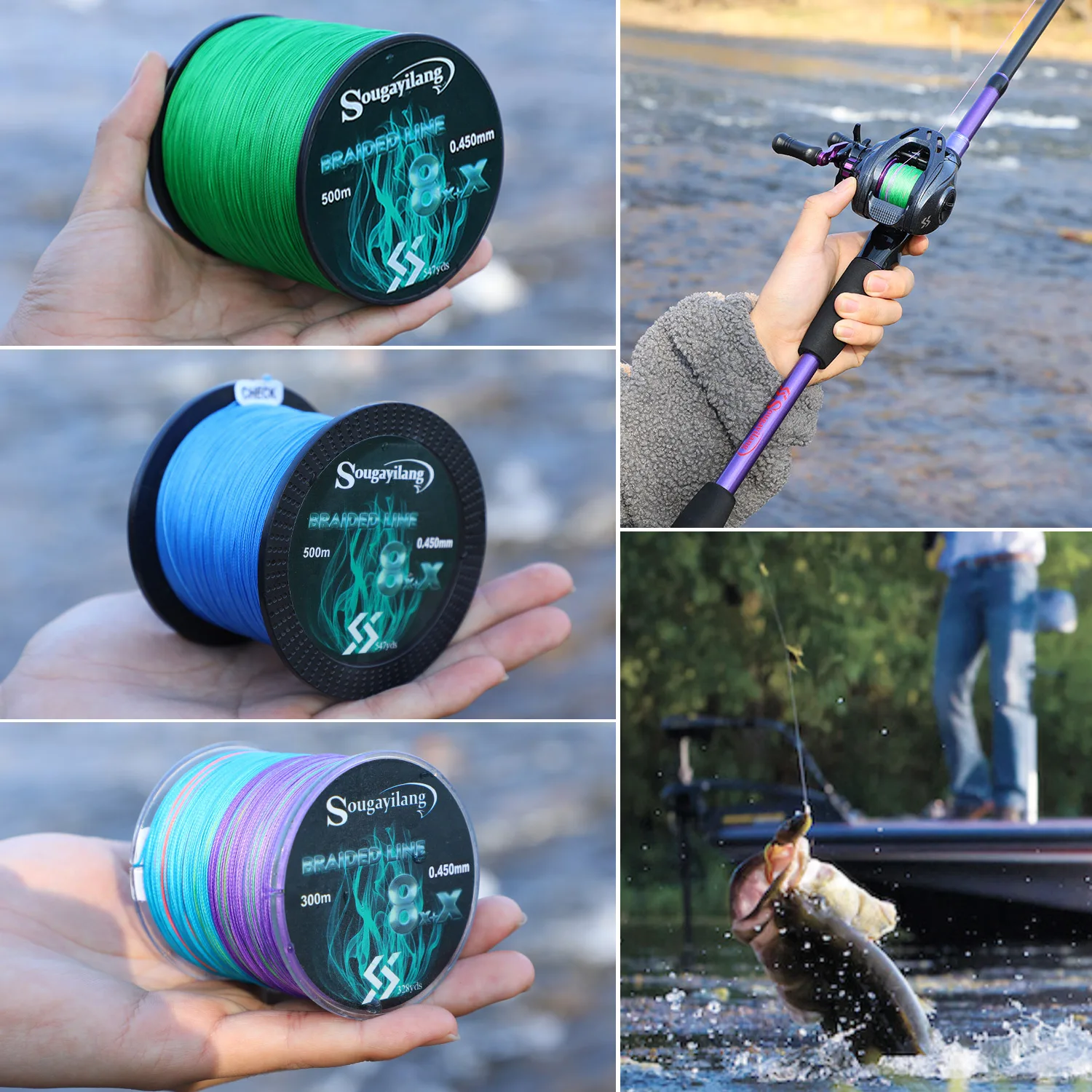 Línea de pesca trenzada carpa Sougayilang PE de 8+X hilos - imagen 2