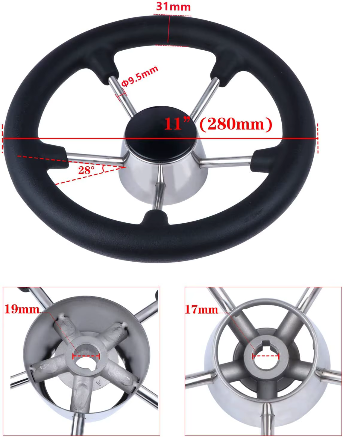 Accesorio marino acero inoxidable espuma negra para barco de pesca - imagen 3