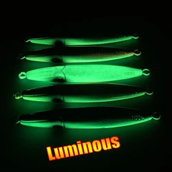 Metal jig fosforescente para lances y pesca de fondo profesional