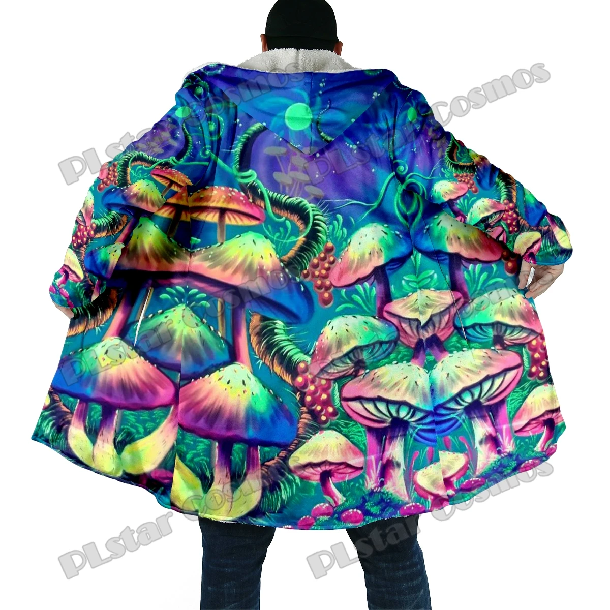 Capa invernal unisex DP58 con estampado 3D de setas y capucha - imagen 4