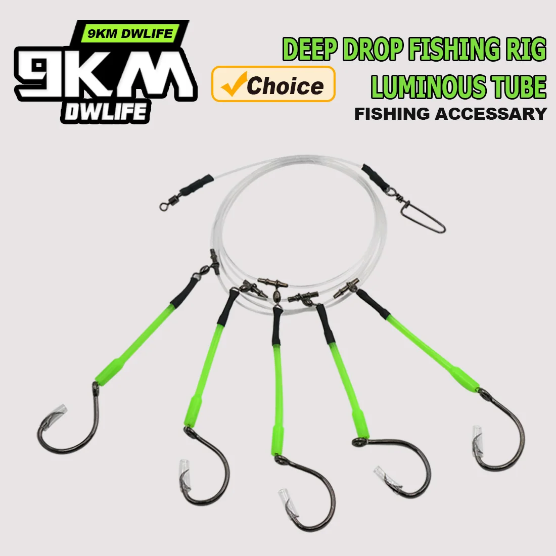 Equipo de pesca profunda para tiburón: anzuelo y fundas PVC luminosas