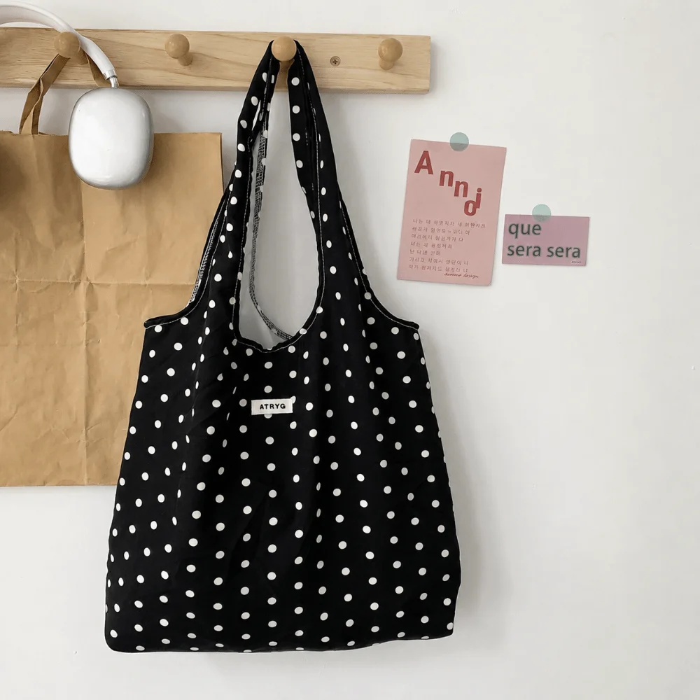 Bolso de hombro plegable de lunares bandolera – gran capacidad ligero - imagen 5