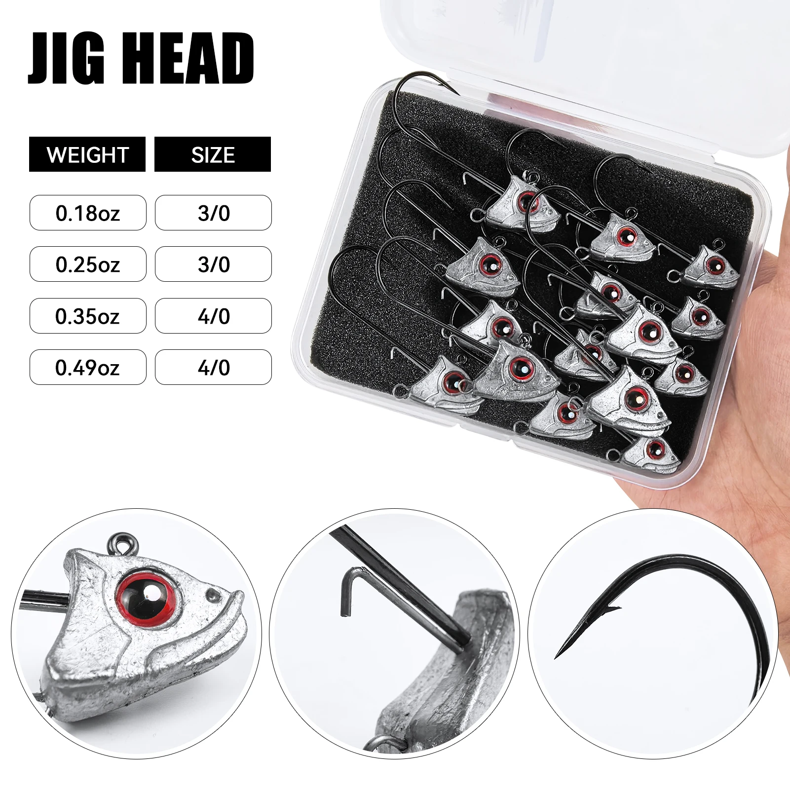 FREE FISHER Jigheads Ned Rig con ojos 3D y retenedor de cebo - imagen 2