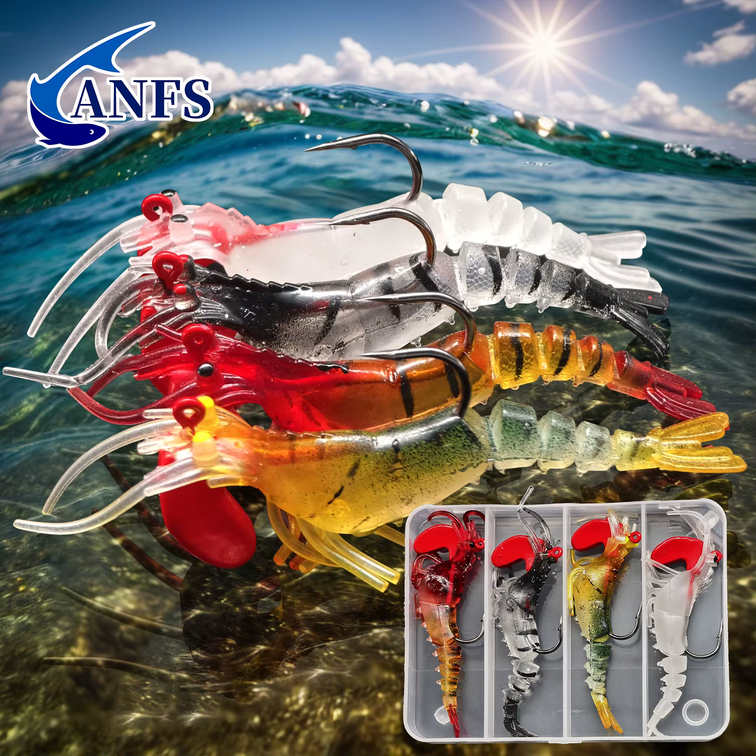 ANFS Cebo Camarón Luminoso con anzuelos afilados agua dulce y salada - imagen 2