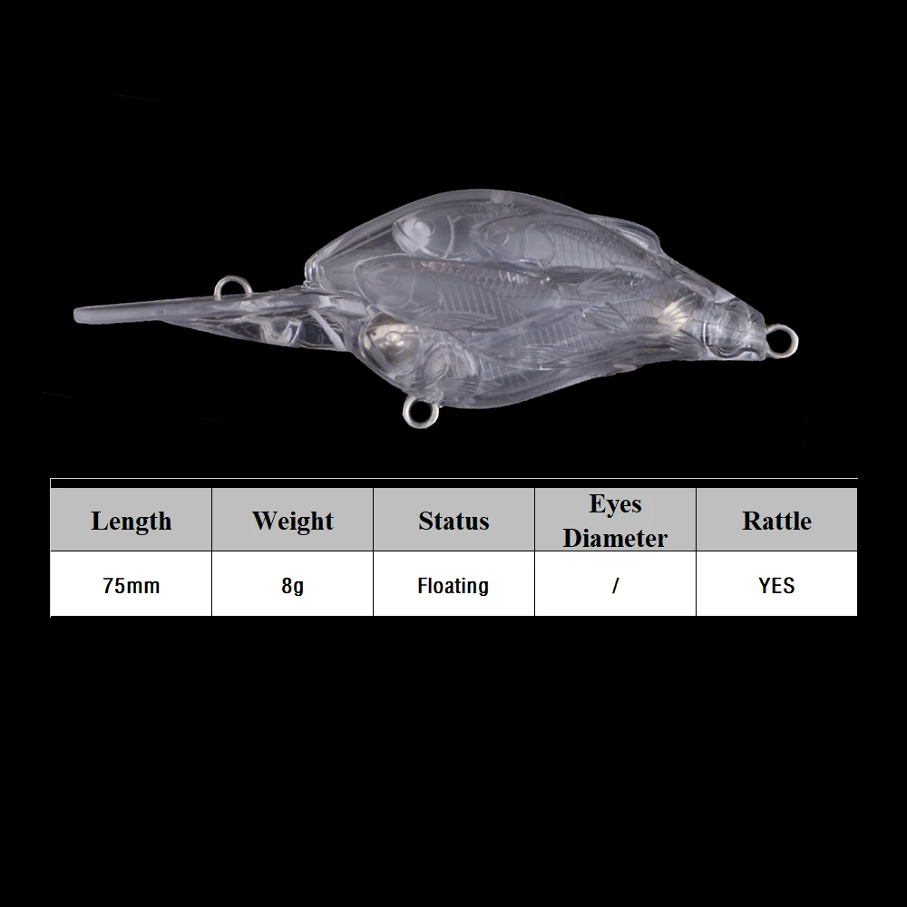 Chan’sHuang crankbait flotante sin pintar con sonajero - imagen 5