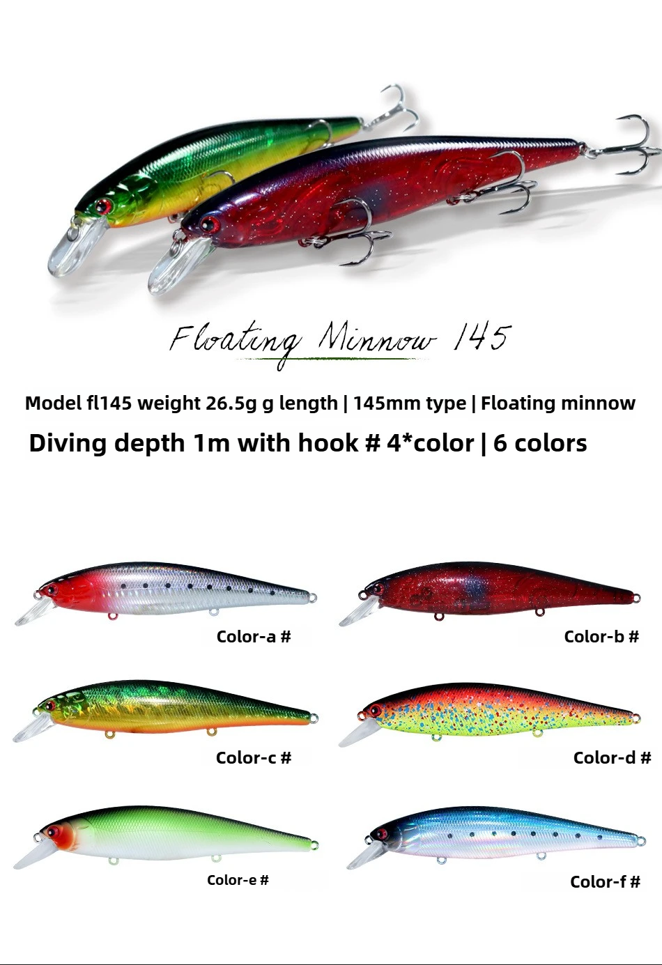 Señuelo flotante minnow vista lateral