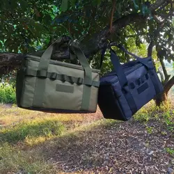 Bolsa térmica aislada con doble cremallera y bolsillos de malla