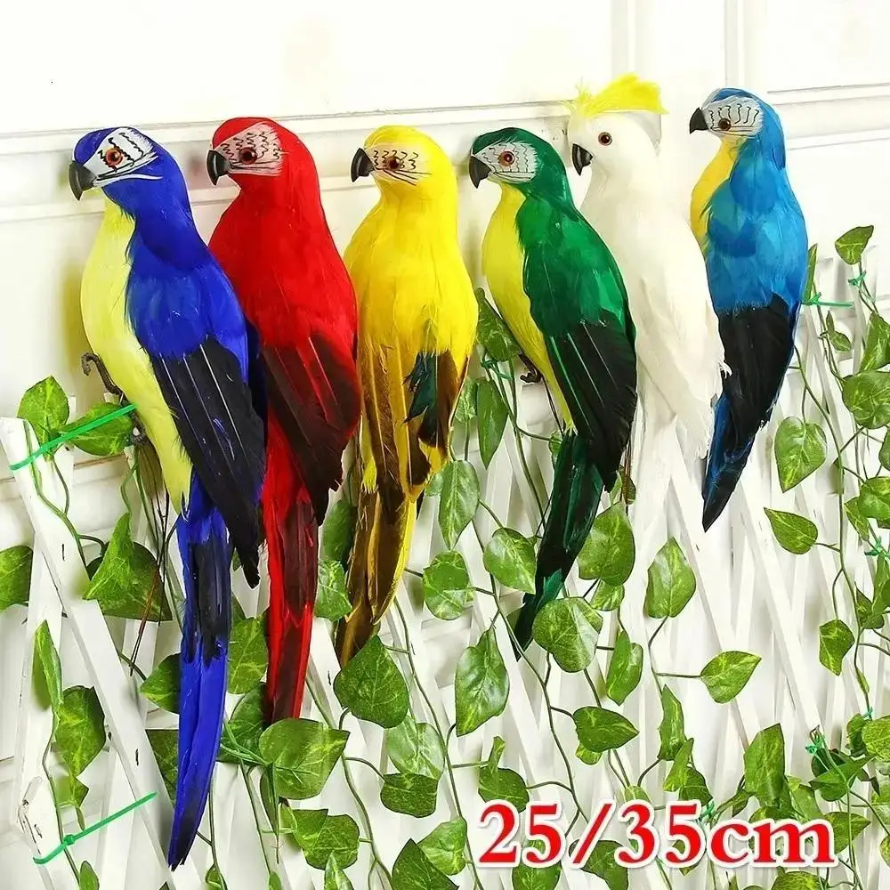 Figura de loro de simulación hecha a mano con plumas para jardín - imagen 4