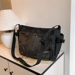 Bolso de hombro transparente gran capacidad lona estilo universitario