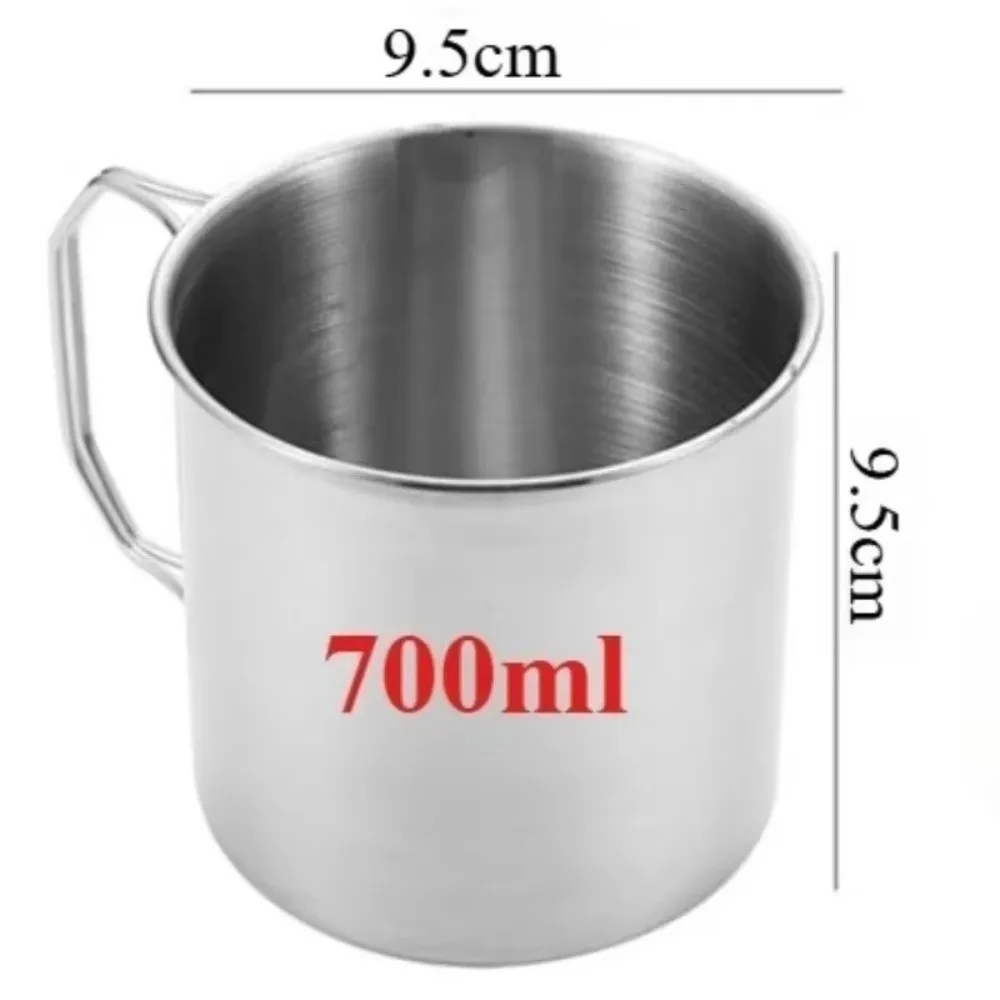 Taza de camping de acero inoxidable con asa plegable para exteriores - imagen 2