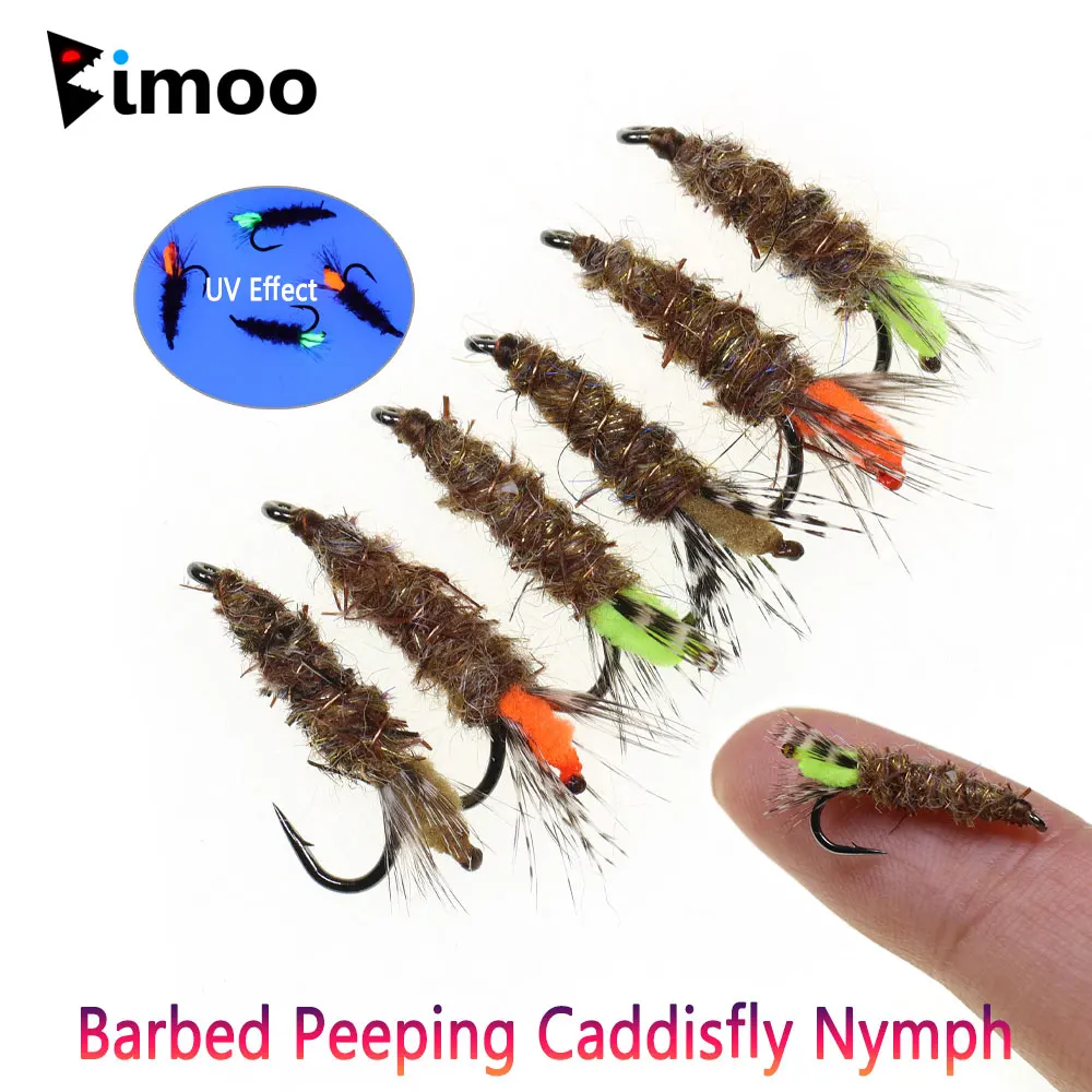 Bimoo Peeping Caddisfly Ninfa #12 – Señuelo oreja de liebre para trucha - imagen 2