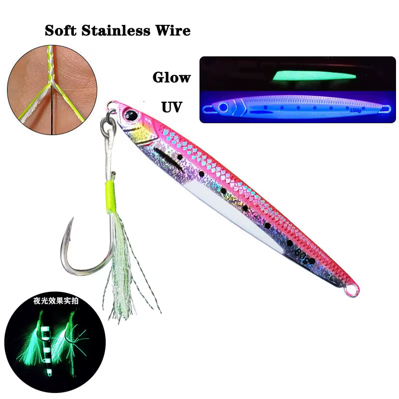 Anzuelos Luminosos con Púas para Jigging – Acero Inoxidable - imagen 2