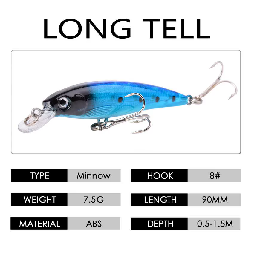 Señuelo Minnow Láser Japonés 9 cm – Crankbait Swimbait - imagen 2