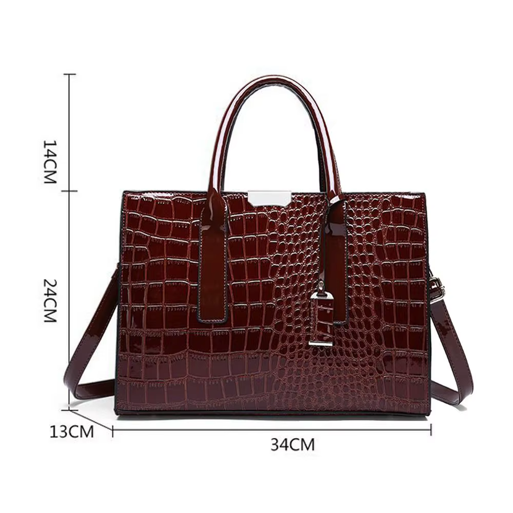 Bolso tote de cuero PU con estampado de cocodrilo