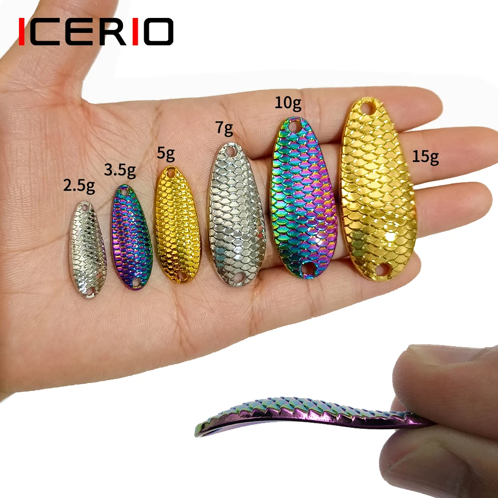 ICERIO cucharas de pesca arco iris brillante – Señuelos para lubina - imagen 2
