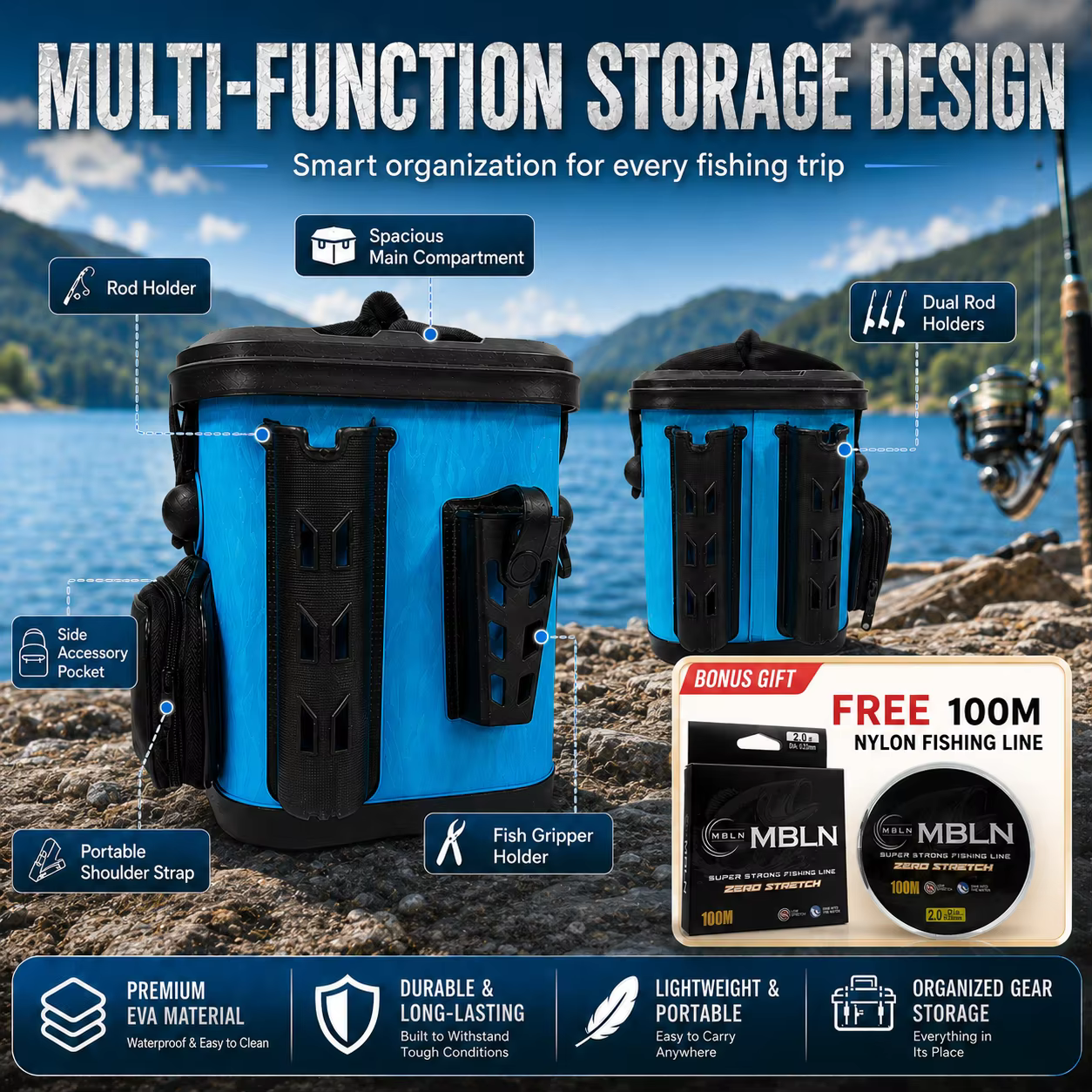 Caja de Pesca MBLN 14L en EVA con Soporte para Cañas - imagen 3