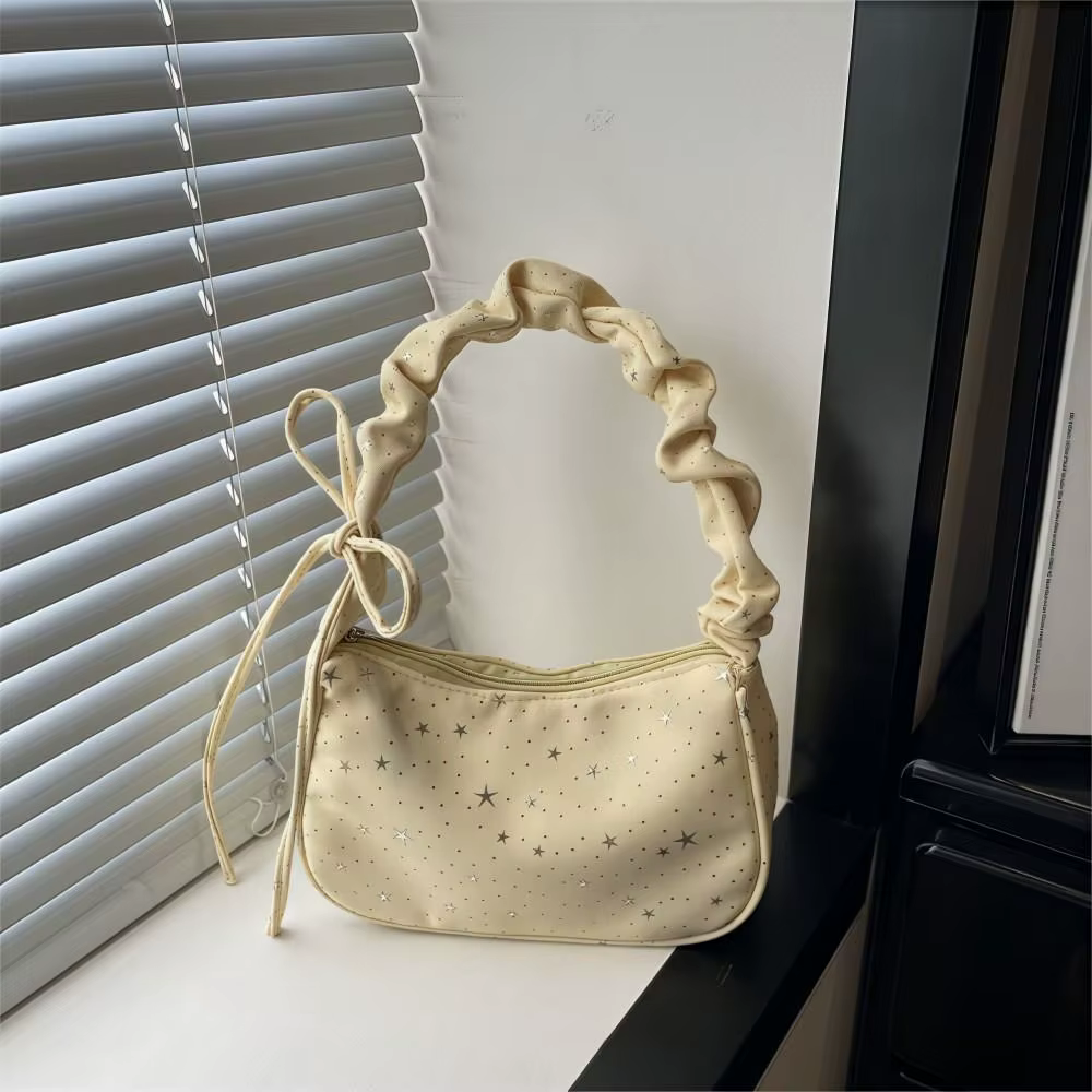 Bolso bandolera redondo plisado estampado estrellas gran capacidad - imagen 2