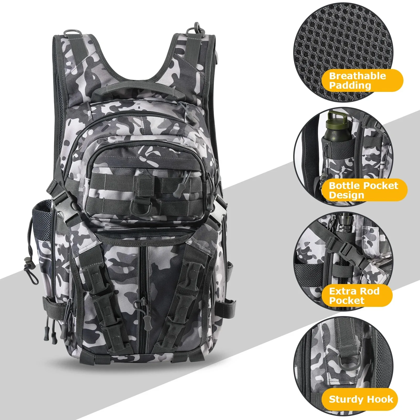 Detalle de los compartimentos y la organización interior del bolso