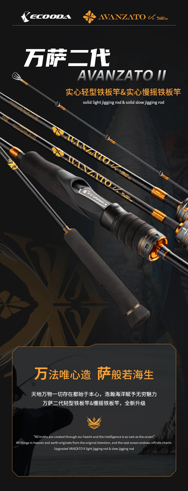 Varilla Ecooda EALJ2 EASJ2 para jigging ligero con anillos Fuji