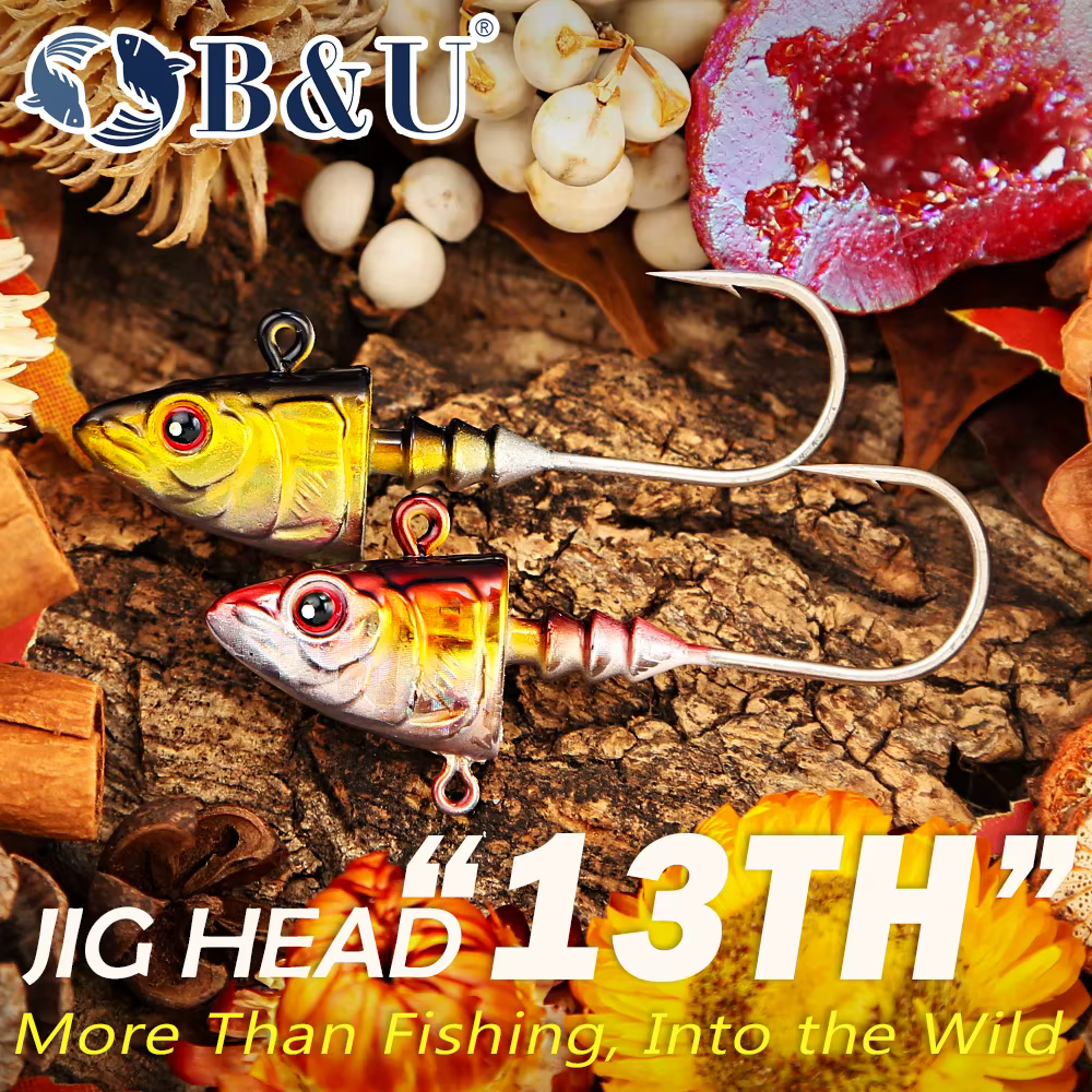 Jighead B&U con cabeza de plomo – Anzuelo afilado para lubina y lucio - imagen 3