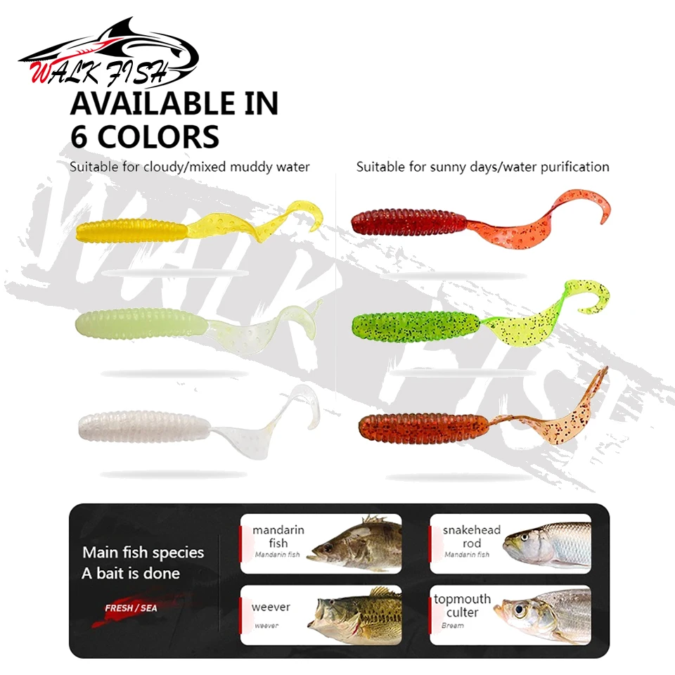 Señuelos blandos de silicona WALK FISH con aroma a camarón para lubina - imagen 3