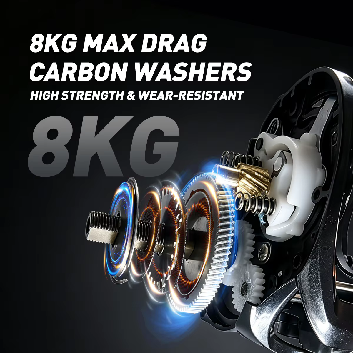 Carrete Baitcaster Johncoo 5.4 Relación 8KG Freno Máximo - imagen 2