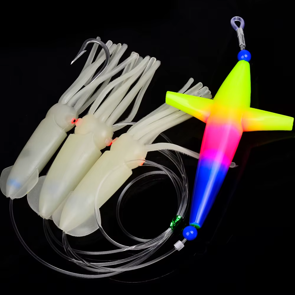 Señuelo de pesca Katyusha luminoso de silicona con forma de calamar - imagen 3