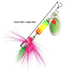 Señuelo Cuchara Giratorio con Anzuelo de Pluma para Pesca de Lubina