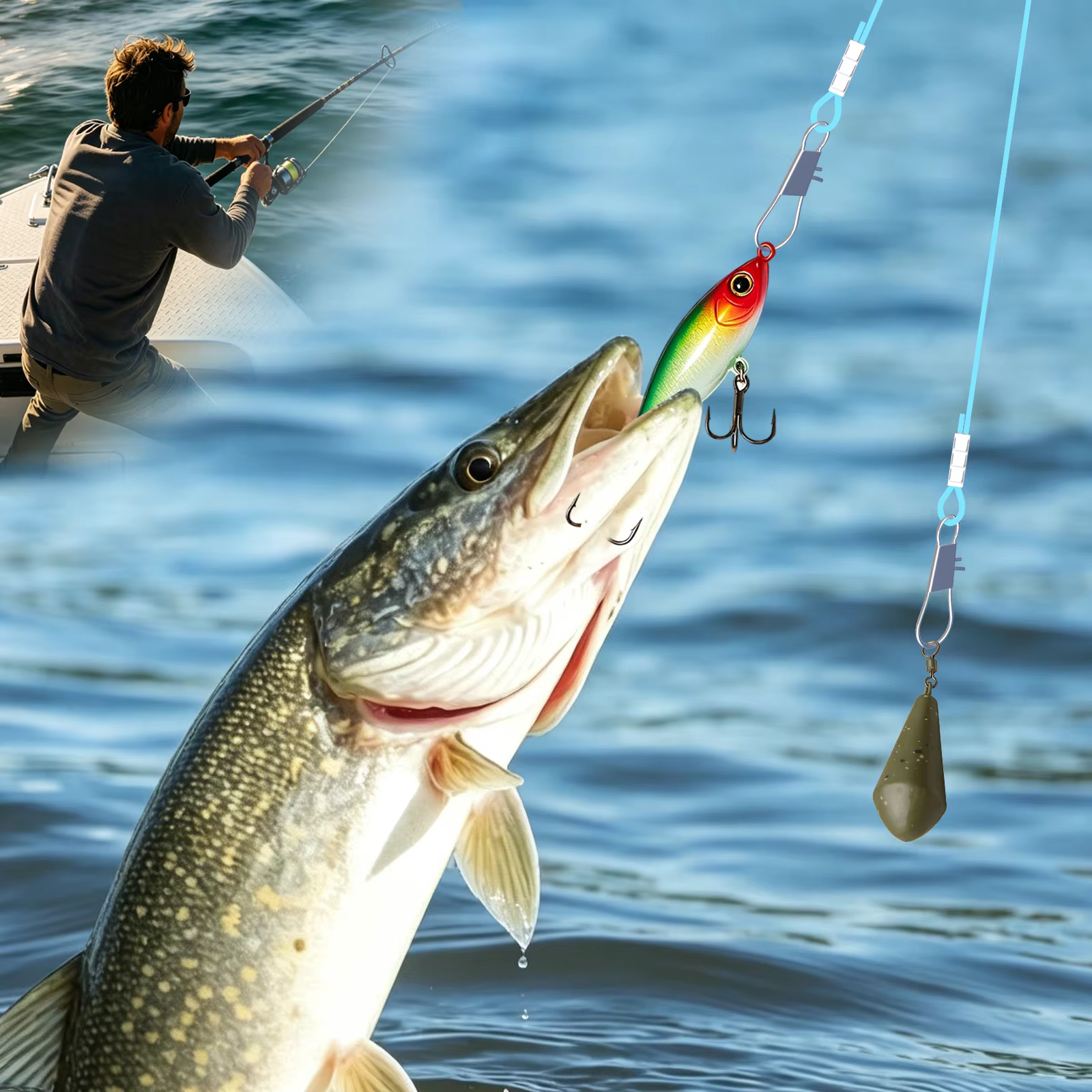 Línea de Pesca con Emerillones Nylon 60 lb para Agua Salada - imagen 5