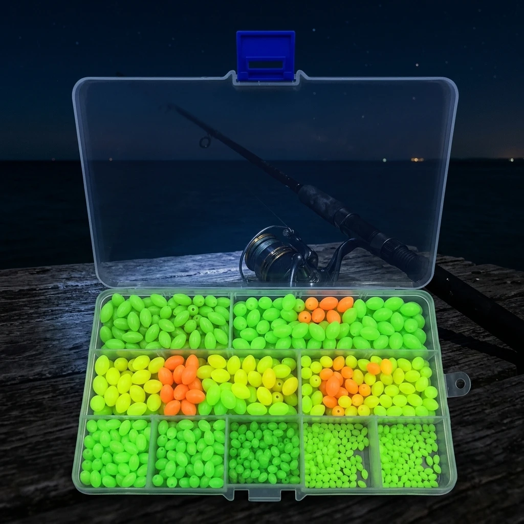 Caja de cuentas elípticas fluorescentes para señuelos nocturnos - imagen 3