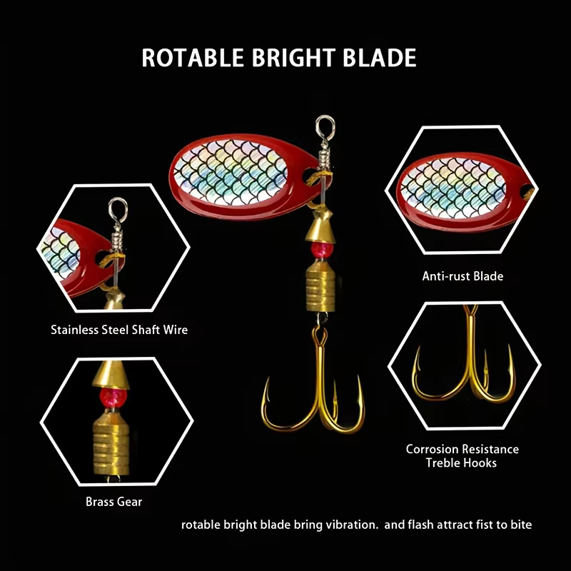 Señuelo giratorio metálico pez brillante para carpa y lubina - imagen 4