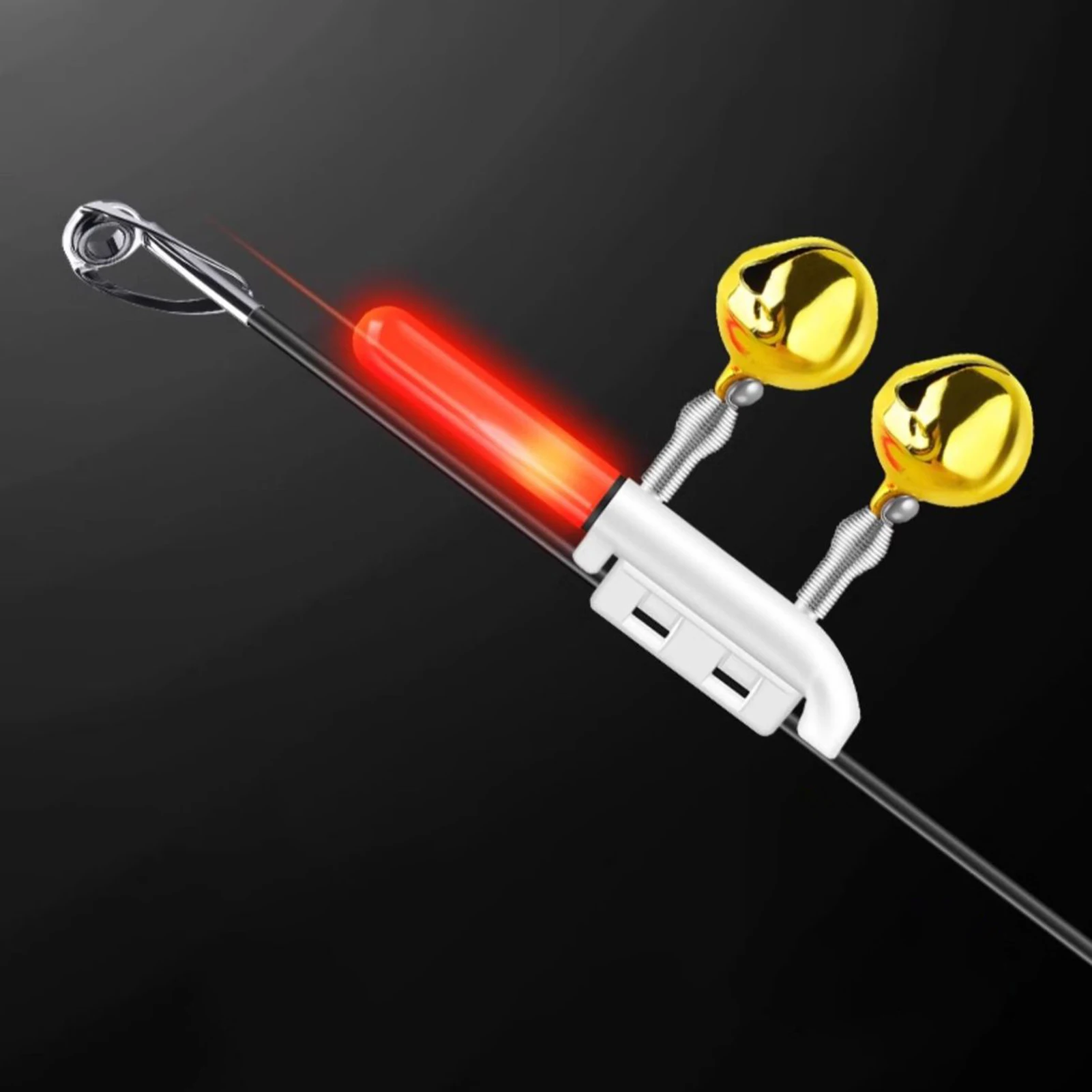 Alarma de mordedura para pesca con luz LED y campana