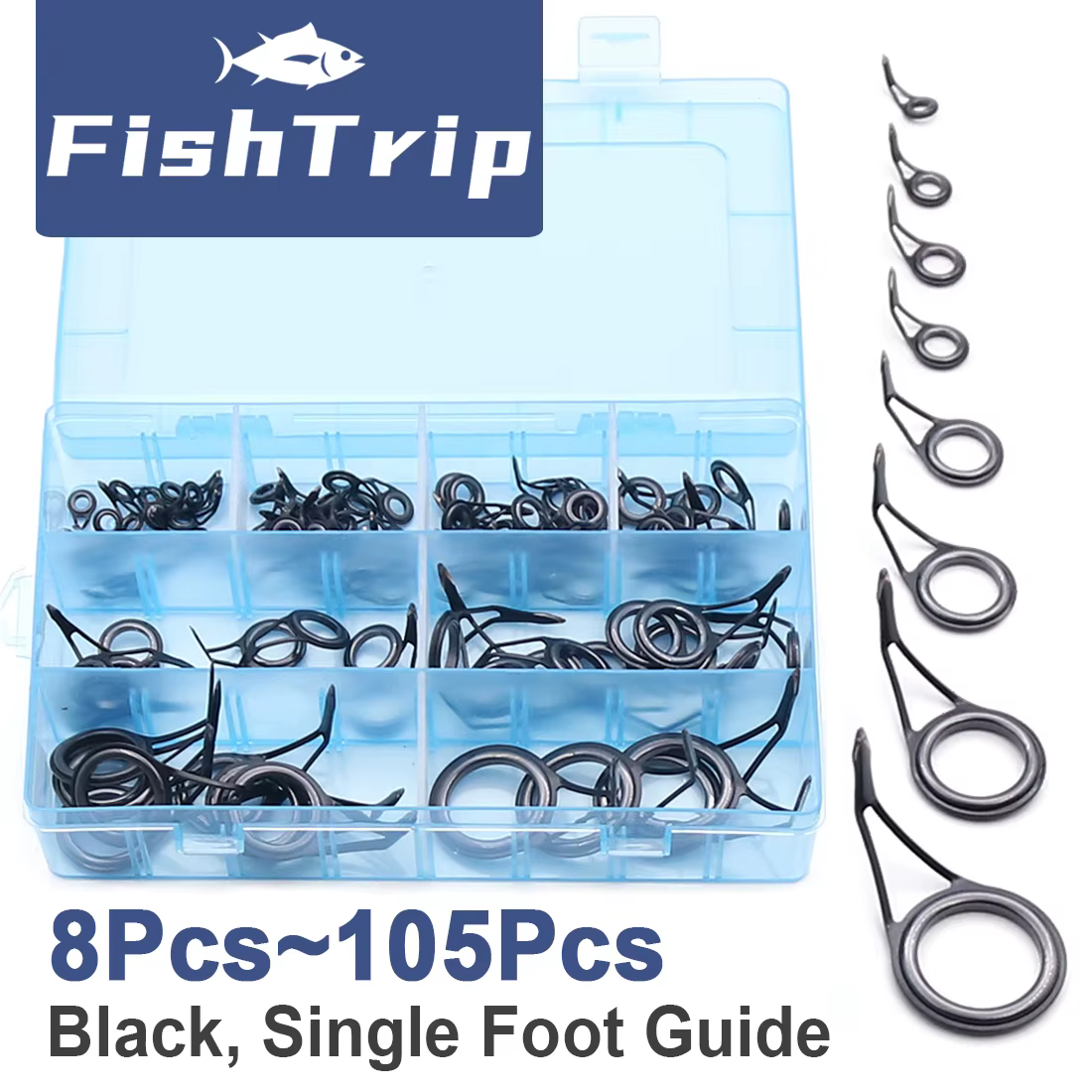 FishTrip Kit de reparación de guías de caña con anillo cerámico