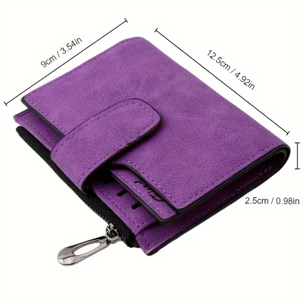 Monedero plegable de cuero PU con diseño moderno y ventanas para tarjetas